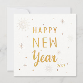 Crème en Goud Gelukkig Nieuwjaar 2021 Feestdagenkaart