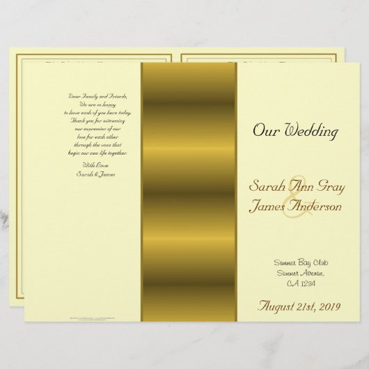 Crème en goud Joodse bruiloft (Voorkant / Achterkant)