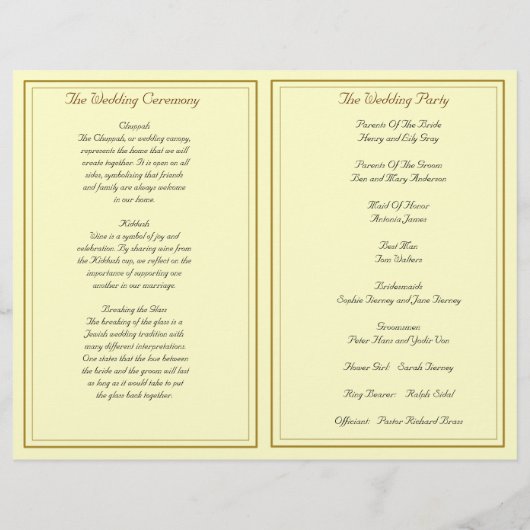 Crème en goud Joodse bruiloft (Achterkant)