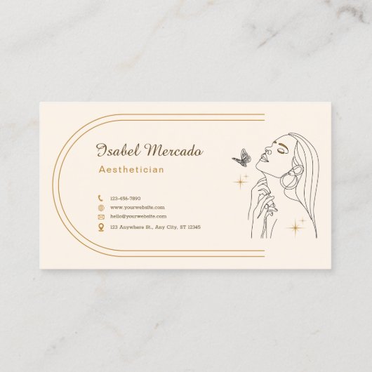 Crème en Goud Minimalistische Estheticus Visitekaartje (Achterkant)