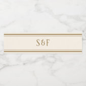 Crème en Goud Monogram Waterfles Etiket (Enkel label)