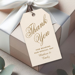 Crème en Goud Persoonlijke Dankjewel Bruiloft Cadeaulabel