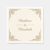 Crème en Goud  Trouwpapier Servet (Voorkant)