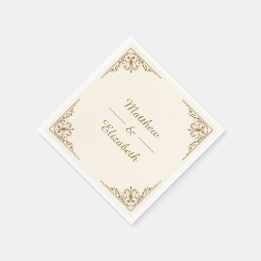 Crème en Goud  Trouwpapier Servet (Hoek)