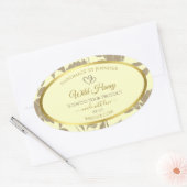 Crème en Gouden Bloemen Product Etiketten met Hart (Envelop)