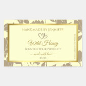 Crème en Gouden Bloemen Product Etiketten met Hart (Voorkant)