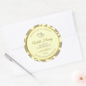 Crème en Gouden Bloemen Product Etiketten met Hart (Envelop)
