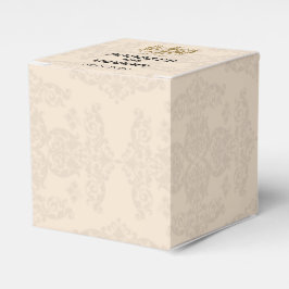 Crème en Gouden Damask Bruiloft Favor Box Bedankdoosjes