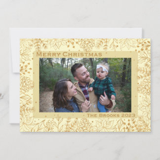 Crème en Gouden Foliage Kerstmis Kaart