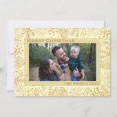 Crème en Gouden Foliage Kerstmis Kaart (Voorkant)