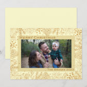 Crème en Gouden Foliage Kerstmis Kaart (Voorkant / Achterkant)