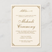 Crème en Gouden Grens Moslim Mehndi Informatiekaartje (Voorkant)