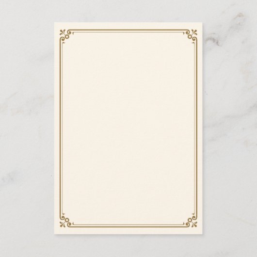 Crème en Gouden Grens Moslim Mehndi Informatiekaartje (Achterkant)