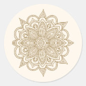 Crème en Gouden Henna Mehndi Envelope Seal Ronde Sticker (Voorkant)
