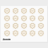 Crème en Gouden Kammonogrammen Envelopezegel Ronde Sticker (Vel)