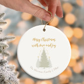 Crème en gouden kerstboom en sterren keramisch ornament