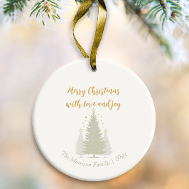 Crème en gouden kerstboom en sterren keramisch ornament