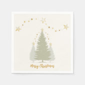 Crème en gouden kerstboom en sterren servet (Voorkant)