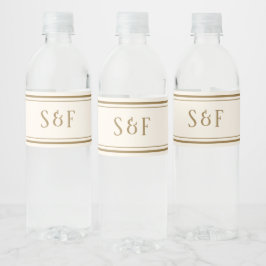 Crème en Gouden Monogram Waterfles Etiket