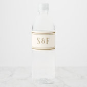 Crème en Gouden Monogram Waterfles Etiket (Voorkant)
