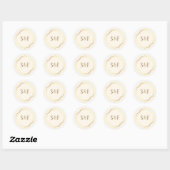 Crème en goudfolie versierde monogram enveloppe ze ronde sticker (Vel)