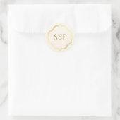 Crème en goudfolie versierde monogram enveloppe ze ronde sticker (Tas)