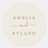 Crème- en goudweddenschappen ronde sticker (Voorkant)