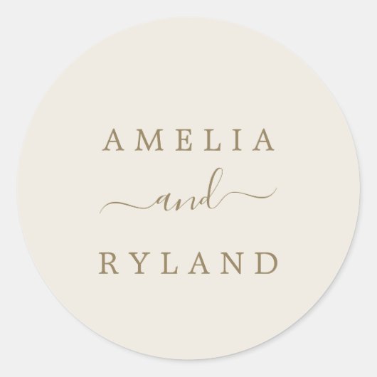 Crème- en goudweddenschappen ronde sticker (Voorkant)