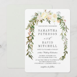 crème en grijs | Botanische garland Floral Wedding Kaart
