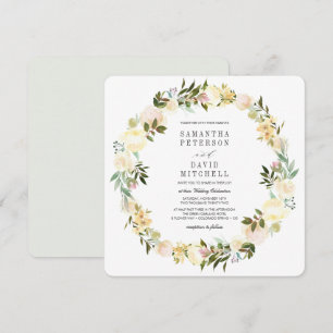 crème en grijs Botanische garland Floral Wedding Kaart