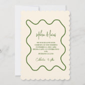 Crème en Groen Eenvoudige Moderne Huwelijksuitnodi Kaart (Achterkant)