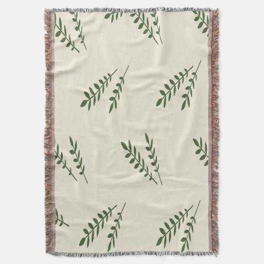 Crème en groene bladeren gooien deken (Voorkant Verticaal)