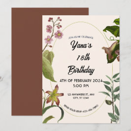 Crème en groene bloemen 18e verjaardag kaart