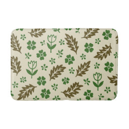 Crème en groene bloemen badmat