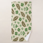 Crème en groene bloemendoek badhanddoek (Badhanddoek)