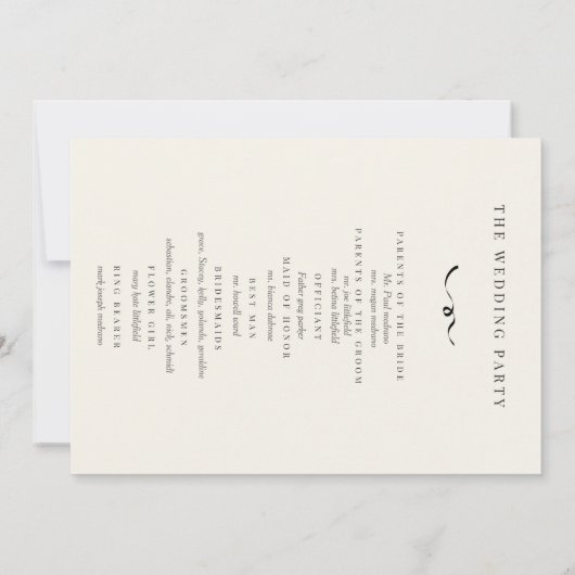 Crème en groene bruiloft programma (Achterkant)