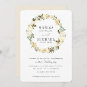 Crème en Ivoor | Botanische bloemkrans bruiloft Kaart (Voorkant / Achterkant)