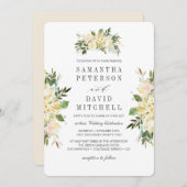 Crème en Ivoor | Botanische chique bloemenbruiloft Kaart (Voorkant / Achterkant)