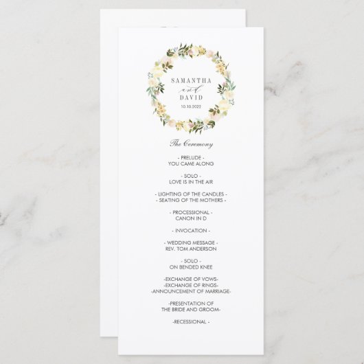 Crème en Ivoor | Elegant trouwprogramma Programmakaart (Voorkant / Achterkant)