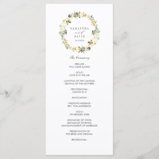 Crème en Ivoor | Elegant trouwprogramma Programmakaart (Voorkant)