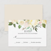 Crème en Ivoor | Klassieke lente BRUILOFT RSVP Kaartje (Voorkant / Achterkant)