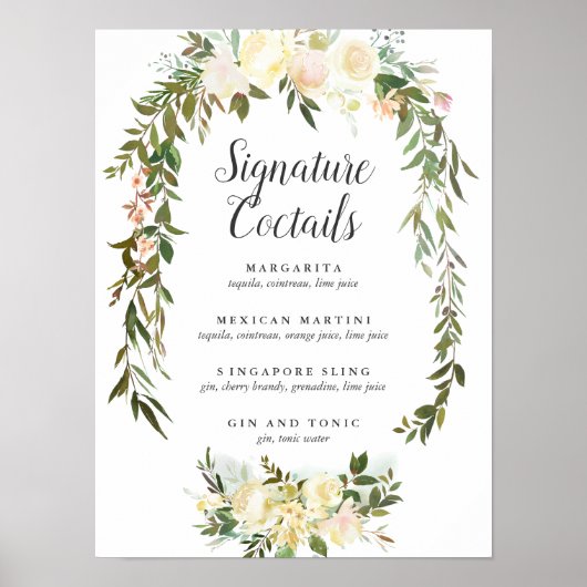 Crème en Ivory Floral Signature Poster (Voorkant)
