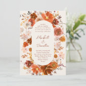 Crème en Koper Floral Botanical Wedding Arch Kaart (Staand voorkant)