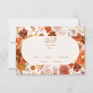 Crème en Koper Floral Botanical Wedding Arch RSVP Kaartje