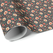 Crème en koraal Mooie Bloemen Cadeaupapier (Rol Hoek)