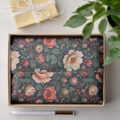 Crème en koraal Mooie Bloemen Tissuepapier (Geschenk)