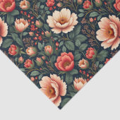 Crème en koraal Mooie Bloemen Tissuepapier (Detail)