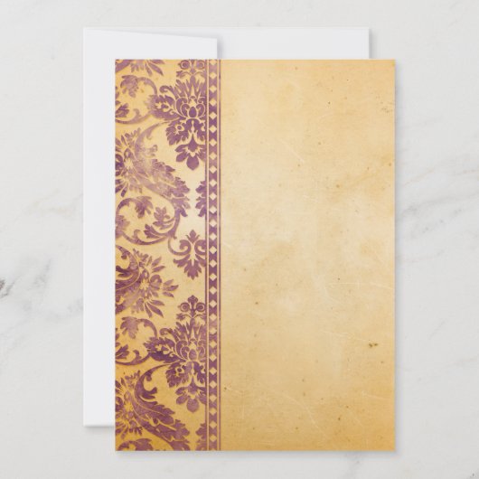  crème en Lila Damask Wedding Kaart (Achterkant)