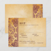  crème en Lila Damask Wedding RSVP (Voorkant / Achterkant)