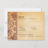 crème en Lila Damask Wedding RSVP Kaartje (Voorkant)